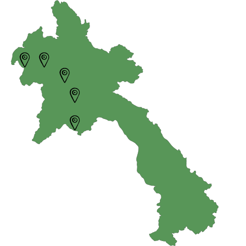 Landkarte Laos mit besuchten Markierungen