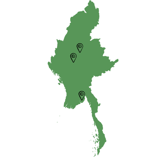 Landkarte Myanmar mit Markierungen