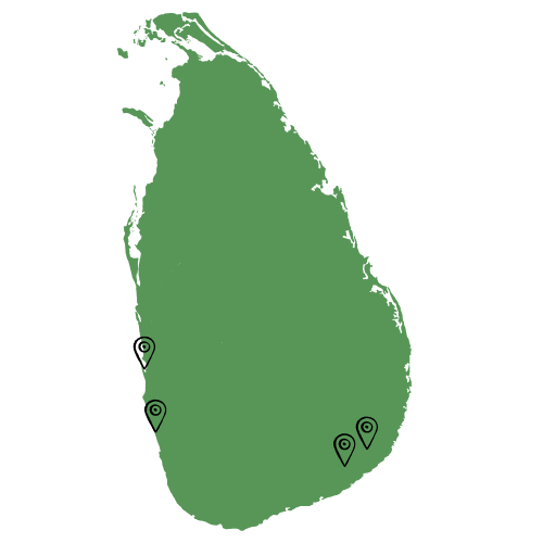 Lankarte Sri Lanka mit Markierungen