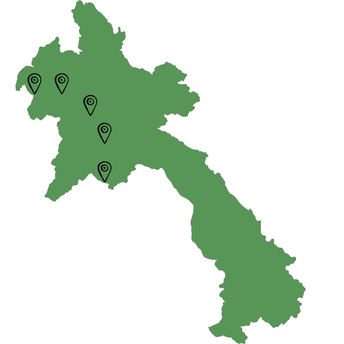 Landkarte Laos mit besuchten Markierungen
