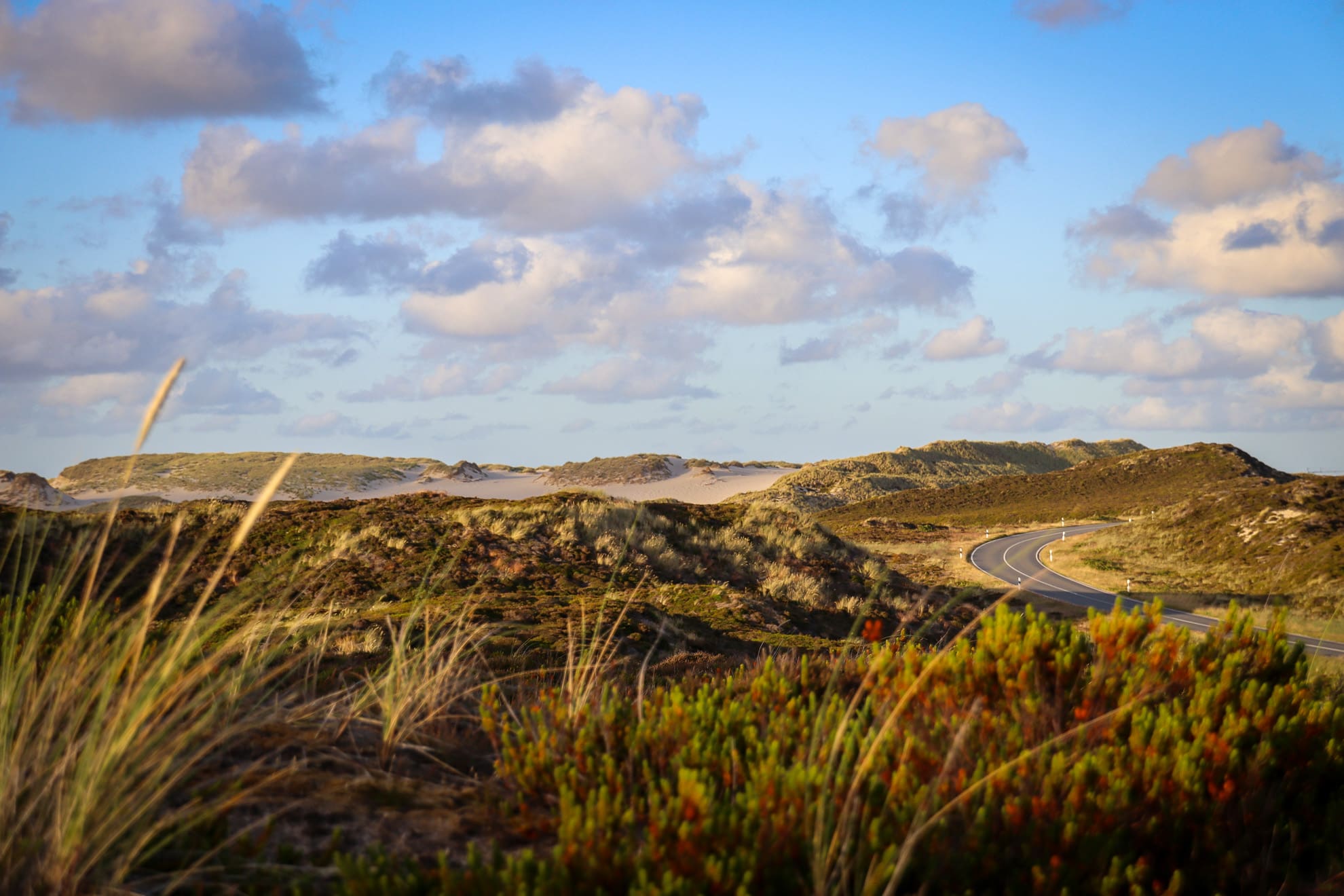 „Goldene Dünenlandschaft auf Sylt im Sonnenuntergang – Naturidylle an der Nordsee