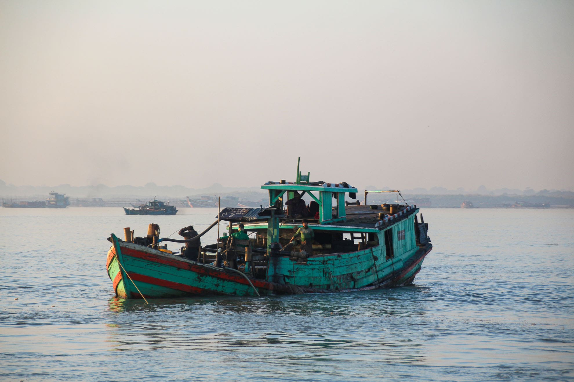 Fischerboot auf dem Ayeyarwady-Fluss
