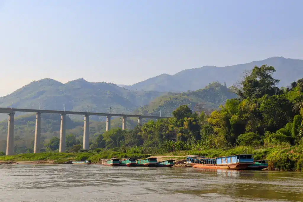 Mekong Berge Landschaft Laos Panorama