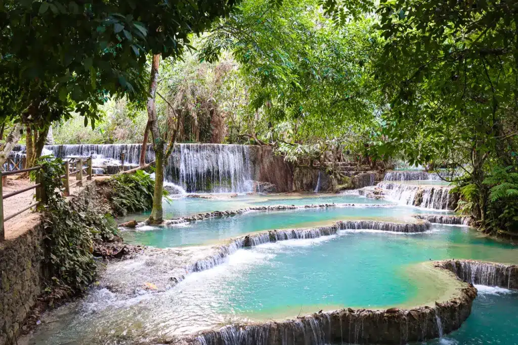 Kuang Si Wasserfall Wald tuerkis Wasser Luang Prabang