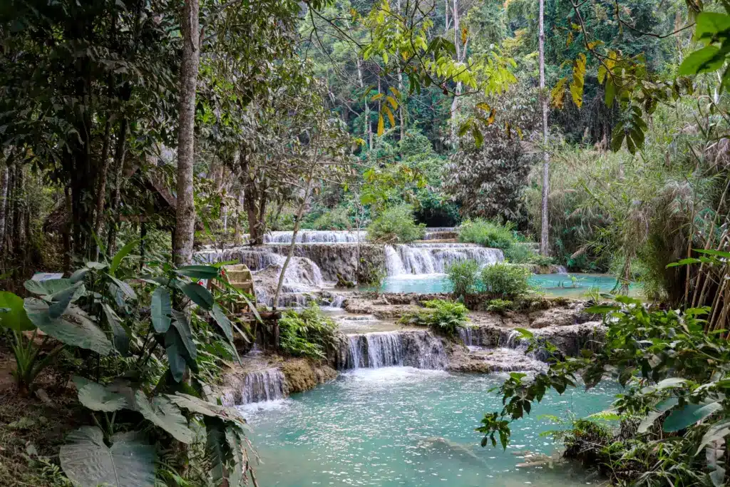 Kuang Si Wasserfall Kalkstein Terrassen Luang Prabang Laos